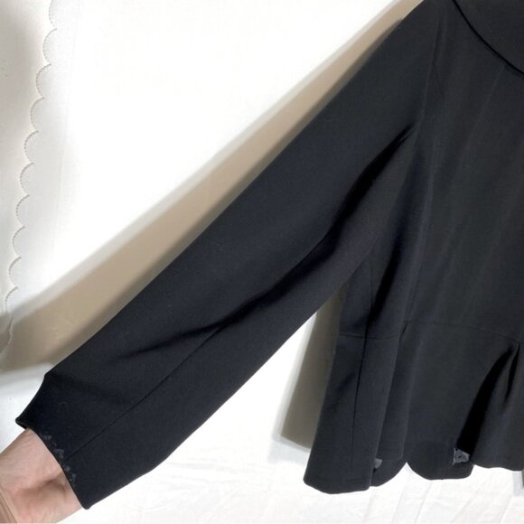 Boutique Essentials Black Button Front Peplum Hem Light Jacket 16 - Picture 10 of 12